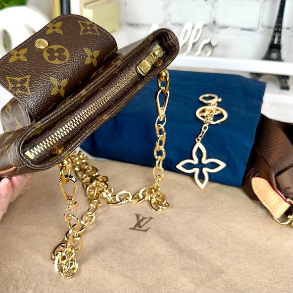 Louis Vuitton Monogram pouch Crossbody, shoulder bag with chain and bag charm - Picture 10 of 14